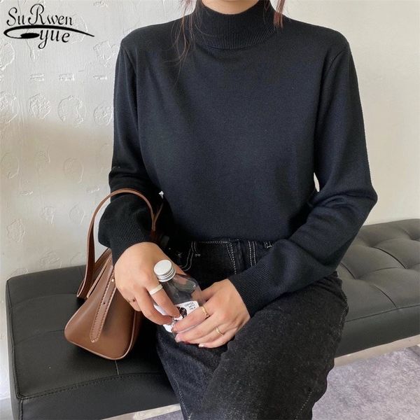 

autumn winter vintage sweaters for women fashion casual turtleneck jumper long sleeve pullover knit 12145 210427, White;black