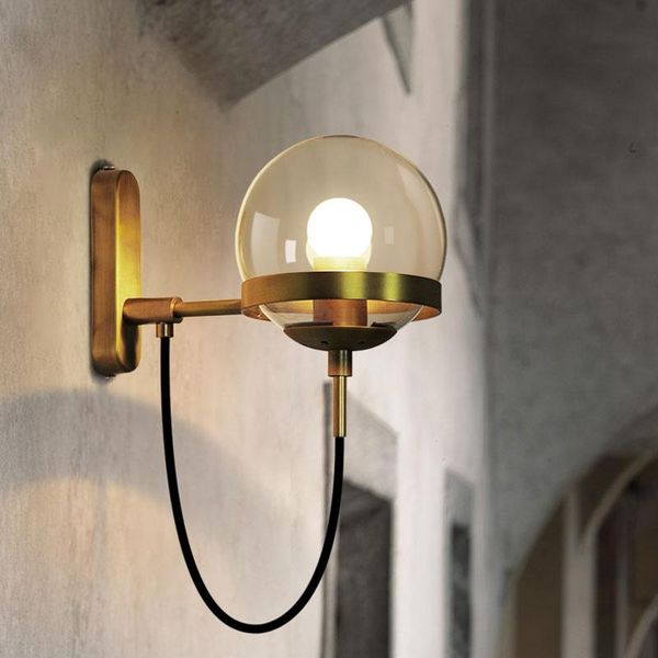 

designer glass ball bedroom bedside wall lamp modern loft restaurant mirror led