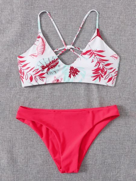 

tropical cheeky bikini swimsuit x5wf#, White;black