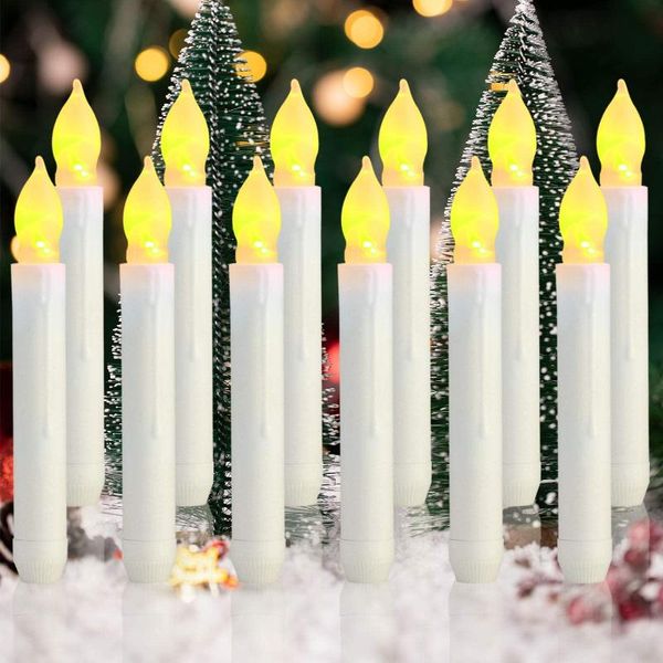 

flameless led taper candles lights, battery operated candlesticks with warm yellow flame, dripless