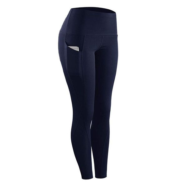 

yoga outfit high-waist hip-lifting slim-fit pants sports fitness side pockets running trousers solid color leggings trouser
