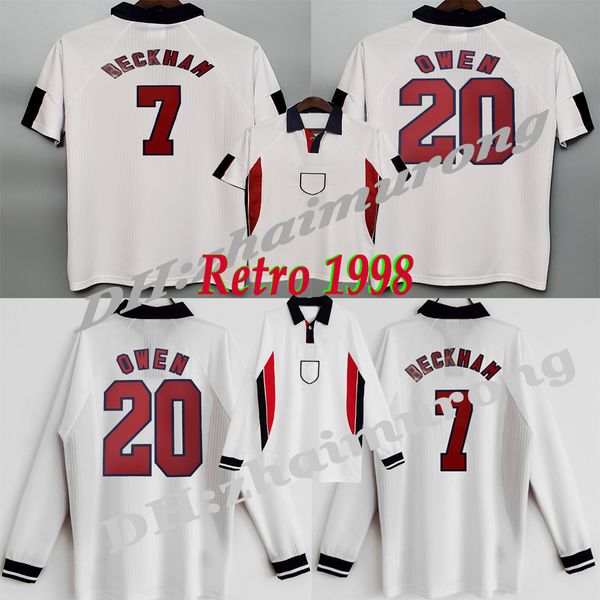 

retro 1998 90 96 97 98 beckham owen home away soccer jersey gascoigne shearer southgate classic vintage 1990 1996/97 old calssical football, Black;yellow
