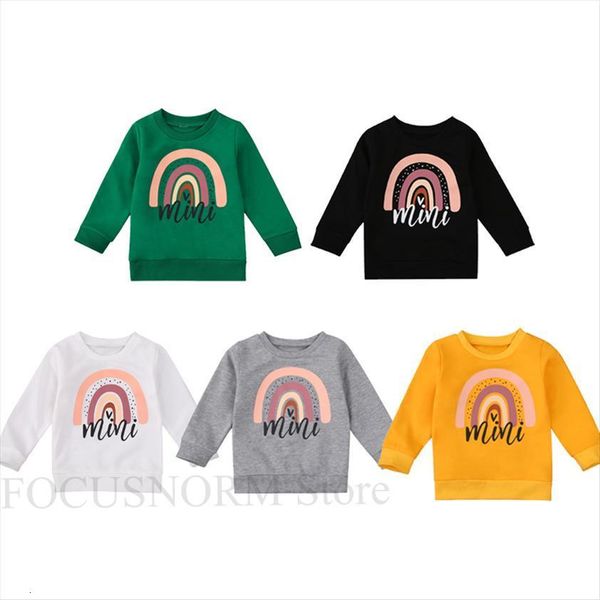 

5 colors autumn baby girls boys sweatshirt 0 5y letter rainbow print long sleeve pullover causal outfits, Black