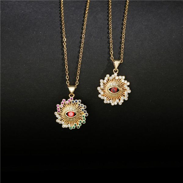 

geometric eye pendant necklace for women girl unique design cute choker cz wedding jewelry necklaces, Silver