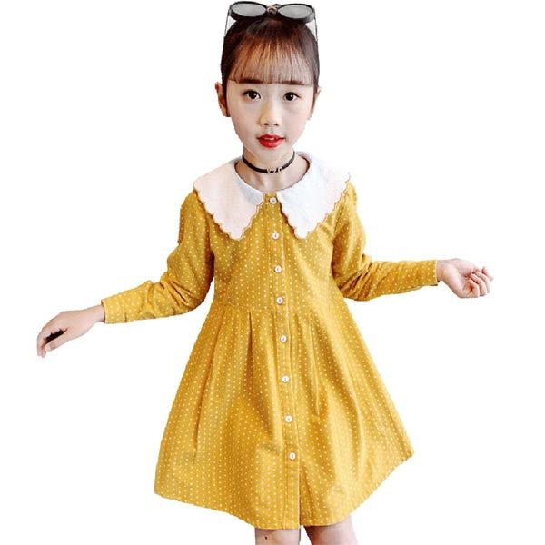 

girls dress dot pattern girl child patchwork for kids spring autumn costumes 6 8 10 12 14 210528, Red;yellow