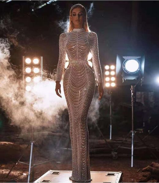 

evening dress women dress yousef aljasmi tassel silver crystals myriam fares high-neck sheath pearls long dress kim kardashian kylie jenner, Black;pink