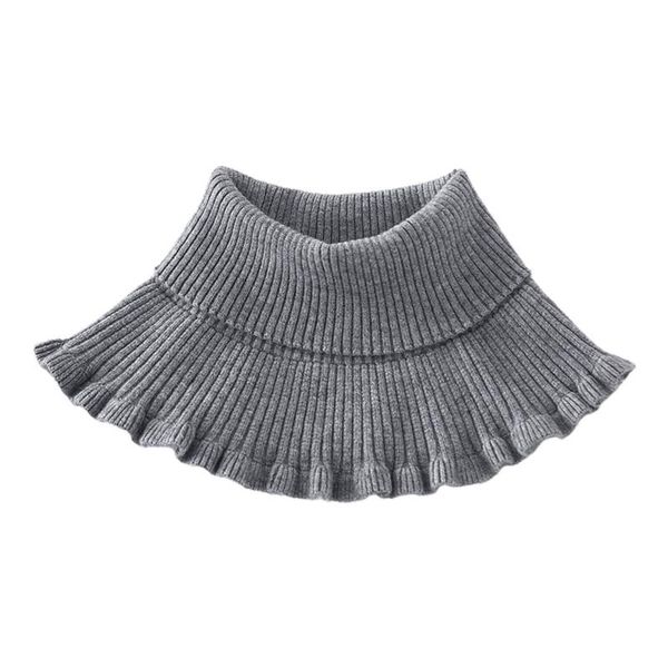 

scarves turtleneck ribbed knit false collar dickey solid ruffles detachable scarf wrap x5xa, Blue;gray