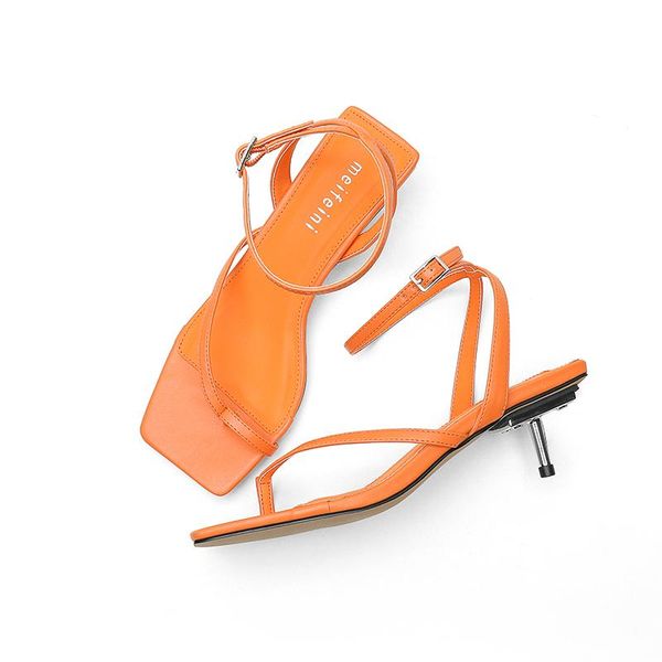 

european and american low-heeled ladies square head sandals, Black