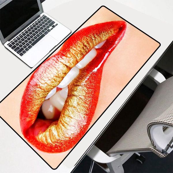 

mouse pads & wrist rests xgz large pad lips pattern game accessories black seam computer pc notebook office keyboard desk