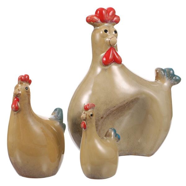 

set ceramic animal decors craft rooster delicate decorative objects & figurines