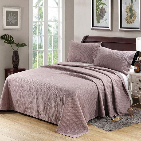

comforters & sets quality cotton bedspread quilt set 3-piece solid color embroidered quilts bed cover pillowcase king queen size coverlet