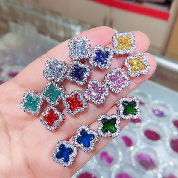 

stud fashion zircon crystal earrings for women classic quality flower wedding jewelry valentine's gift, Golden;silver