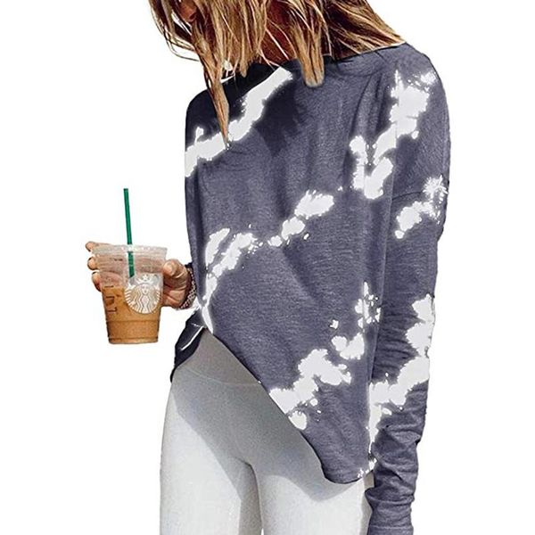 

women's t-shirt spring autumn cotton casual t-shirts female o-neck loose pullovers vintage tie-dye harajuku streetwear fashion tee, White