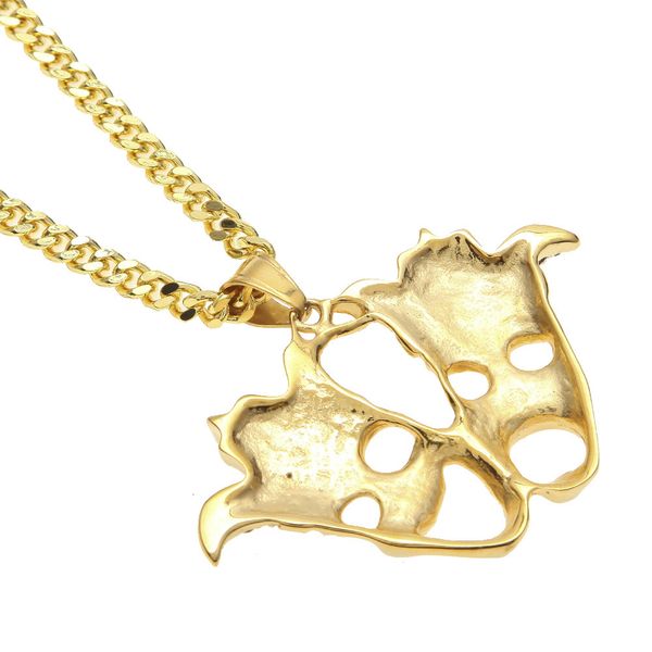 

diamond zircon 18k row jewelry stainless steel men's hip hop modeling necklace with clown double face ghost pendant 2021, Black