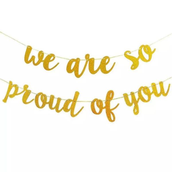

party decoration graduation banner golden shining we are so proud for 2021 decor paper you hanging of u1n9