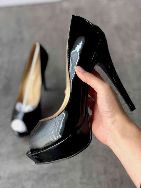 

women high designer heels sandals red bottom genuine leather pummps 13 cm girls peep toes wedding shoes sz us 9, Black