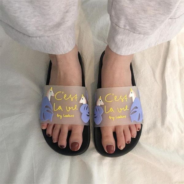 

slippers summer shoes woman 2021 polka dots transparent peep toe flip flops clear women outdoor flat beach slides, Black
