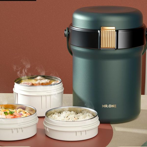 

dinnerware sets metal round vacuum lunch box kids stainless steel microwave safe packed portable comida kitchen containers zjw50