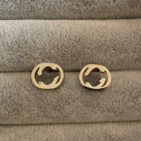 

2021 arrival wholesale price letter stud earring 316l stainless steel 3 colors 18k gold rose silver women's men earrings, Golden;silver