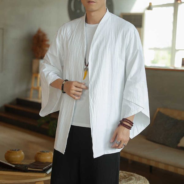 

men's jackets men cotton linen kimono cardigan outerwear coats fashion streetwear loose male casual overcoat clothing dtju 2t1b hvp6, Black;brown