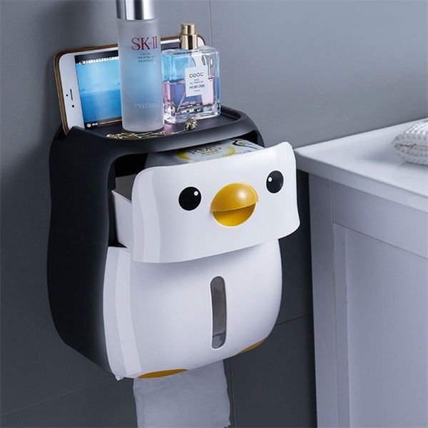 Tragbarer Toilettenpapierhalter, Cartoon-Spender, Wandmontage für Badezimmerzubehör 210423