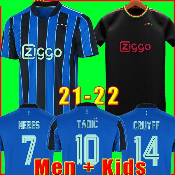 

amsterdam soccer jerseys 2021 2022 kudus antony blind promes tadic neres cruyff ax jersey 21 22 men + kids kit football shirt uniforms away, Black;yellow