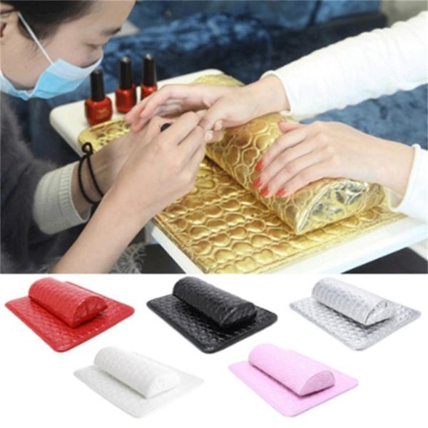 

nail art equipment 1pc professional hand cushion holder soft pu leather sponge arm rest love heart design pillow manicure supplies, Silver