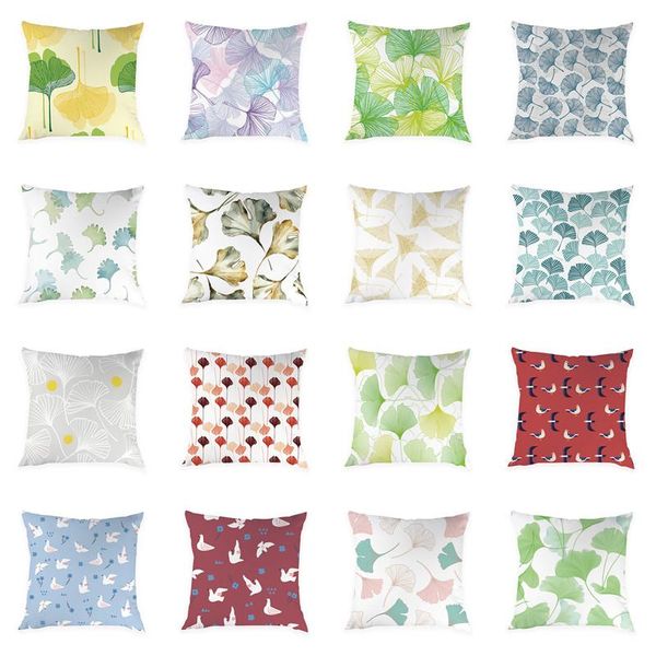 

cushion/decorative pillow watercolor hand painted leaf pattern cushion cover covers home decor pigeon soft peach skin for sofa bed 45x45cm