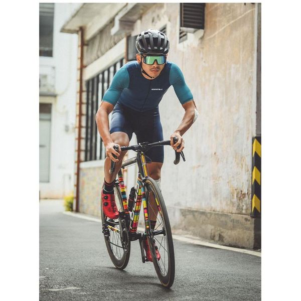 

racing sets boestalk quick-drying cycling jersey 2021 summer short-sleeved bib suit, outdoor sportswear, mountain bike competition uniforms, Black;blue