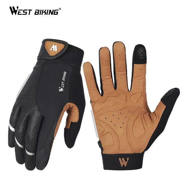 

summer cycling gloves for men shockproof bike outdoor sports hiking touchscreen full finger bicycle, Black