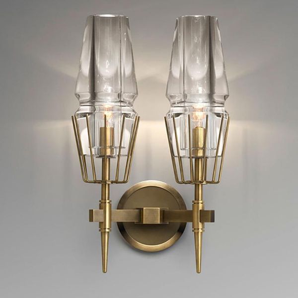 

wall lamps modern glass lamp 1/2 heads copper led aisle bedroom bedside light home lighting sconce luminaire wa086