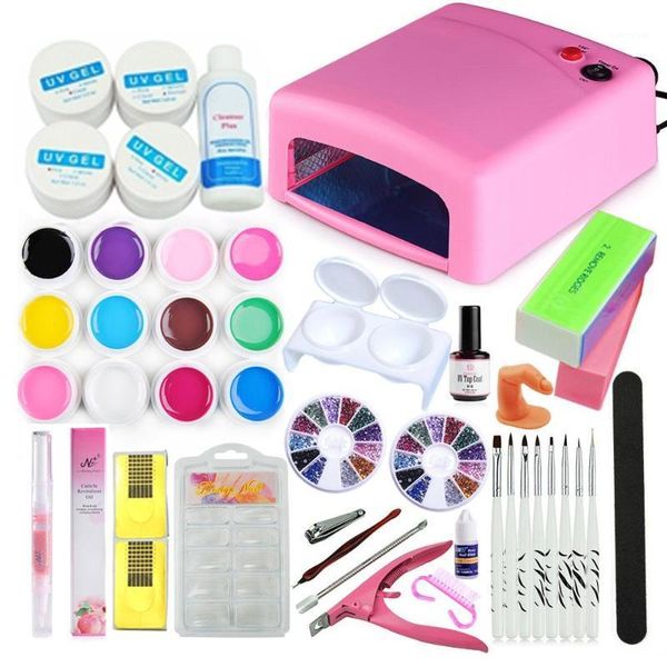 

nail kit false gel 12 color set uv lamp manicure 36 wr solon using1