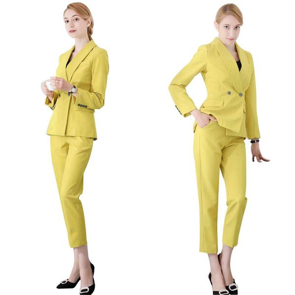 

women's suits & blazers yellow suit sets female fashion slim blazers&pencil pants two office lady professional work clothes pant, White;black