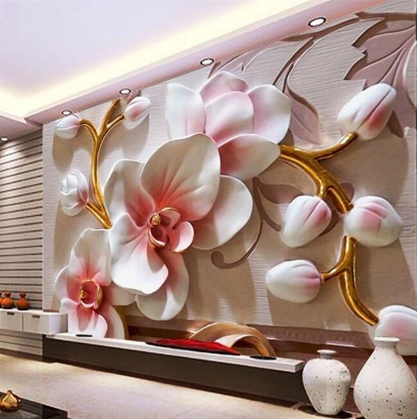 

wallpapers 8d wallpaper custom home decoration living room bedroom background wall relief phalaenopsis flower large mural