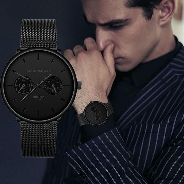 

wristwatches man's watch fashion business classic men's casual quartz mesh belt strap analog wristwatch relogio q4, Slivery;brown