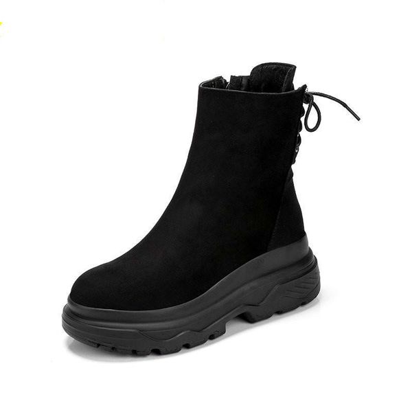 

winter casual platform women's snow boots high heel waterproof warm pss female short lace up woman cotton sho, Black