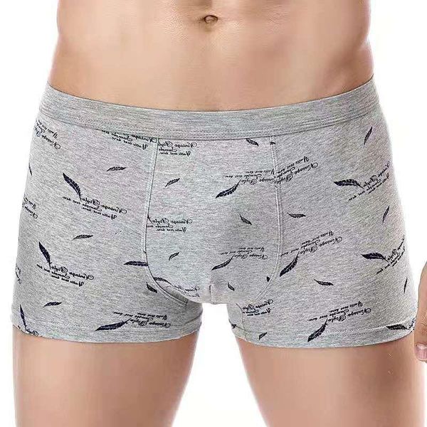 

printed cotton men's briefs pure u-convex boxer mid-waist underpants, Black;white