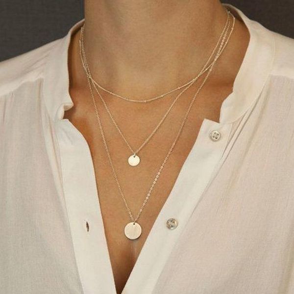 

pendant necklaces bohemia multilayer long for women 2021 size electroplated sequins and beautiful necklace fashion accessories, Silver