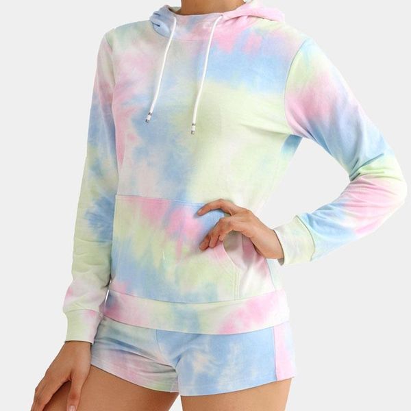 

dye running set women high strength sports jeckt elastic short suits athletic hoodie suit sportswear yoga outfit