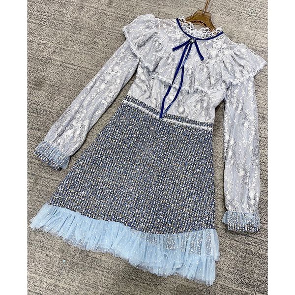 

stitching craft autumn dress, Black;gray