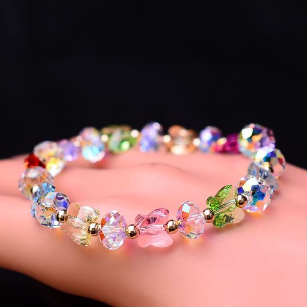 

beaded, strands genuine crystal butterfly bracelet fashion jewelry for birthday gift made of -elements bangles charms, Black