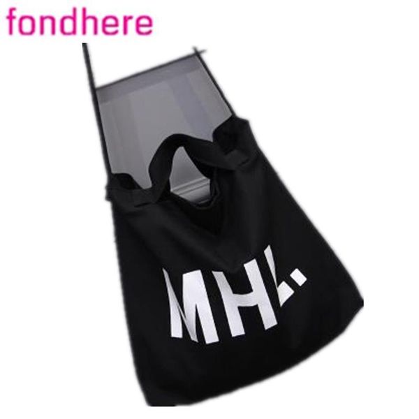 

shopping bags fondhere casual vintage preppy style student denim environmental protection letters black hand bag single shoulder