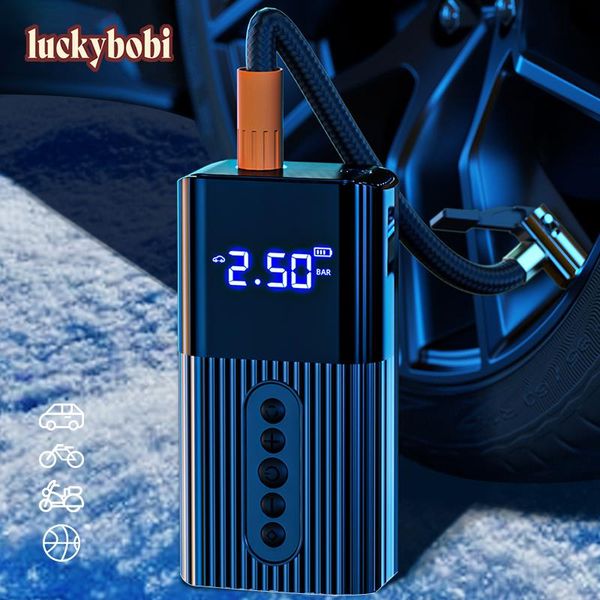 

inflatable pump luckybobi car air compressor inflator led lamp for motorcycle bicycle tire wireless electric smart