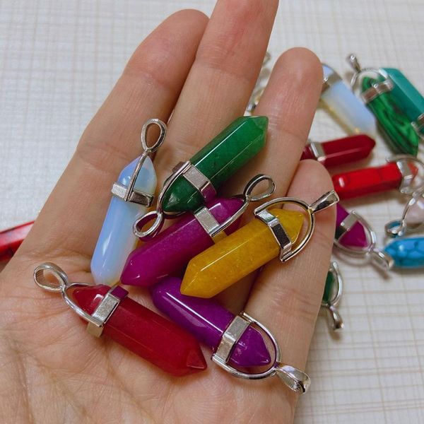 

decorative objects & figurines 1pc artificial crystals stone pendants 17 colors opal malachite turquoise healing point couple jewelry neckla