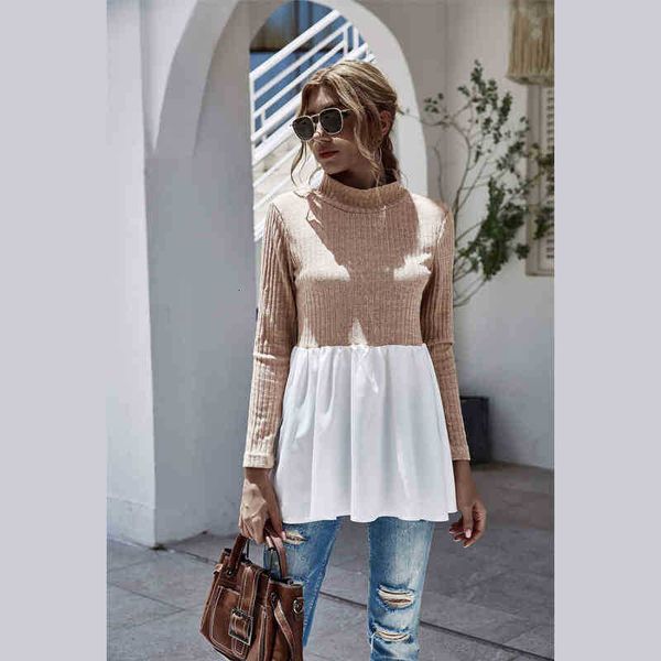 

women's sweaters sweaters elegant patchwork sweatershirt turtleneck long sleeve solid color slim women autumn spring fashion female sw, White;black