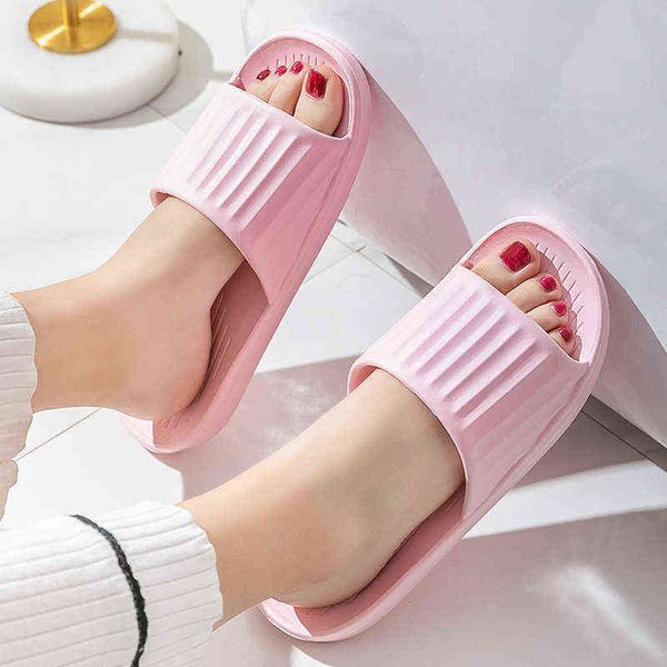 

home shoes for women 2022 flat soft sole sandals leisure men non-slip indoor bathroom slippers fashion summer beach chaussure y220214, Black