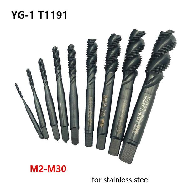 

hand tools original yg-1 t1191 m2-m30 tapping blind holes in stainless steel m3 m4 m5 m6 m8 m10 m12 m14 m16 m18 m20 m22 m24 spiral taps