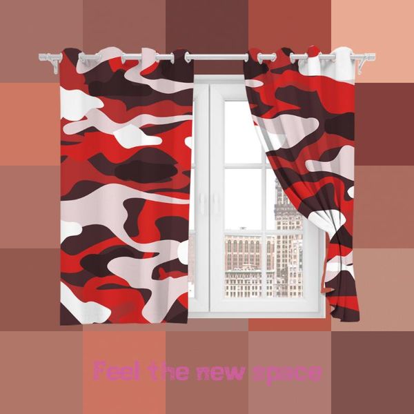 

curtain & drapes perforated hook 3d blackout curtains camouflage red modern custom full sunscreen windows bedroom living room decoration