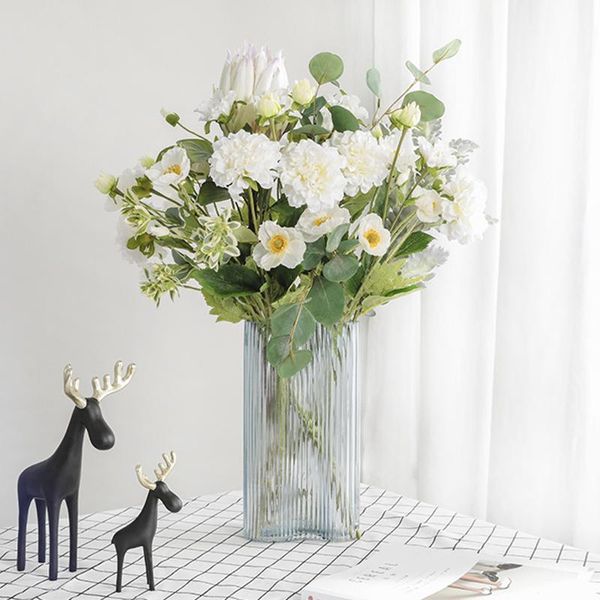

heads artificial flowers peonies silk bouquet wedding decor home fake for room decoration decorative & wreaths