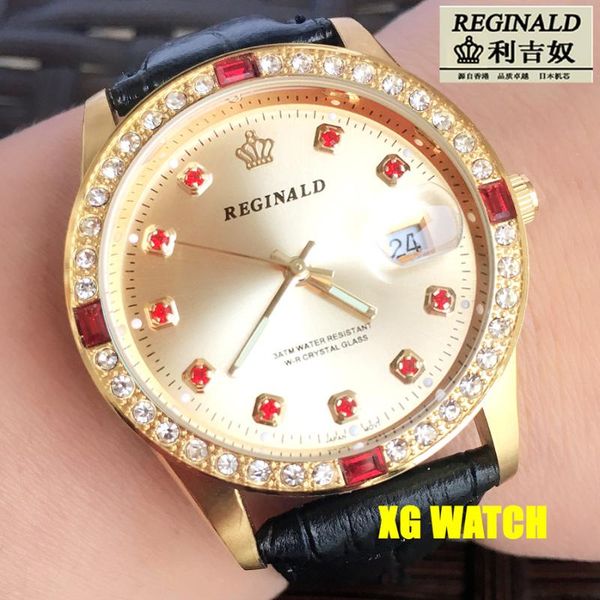 

wristwatches 2021 men watches leather strap gold waterproof leisure quartz watch rhinestone simple fashion luxury wristwatch, Slivery;brown